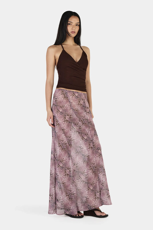 STELLA MAXI SKIRT - MAUVE SNAKE