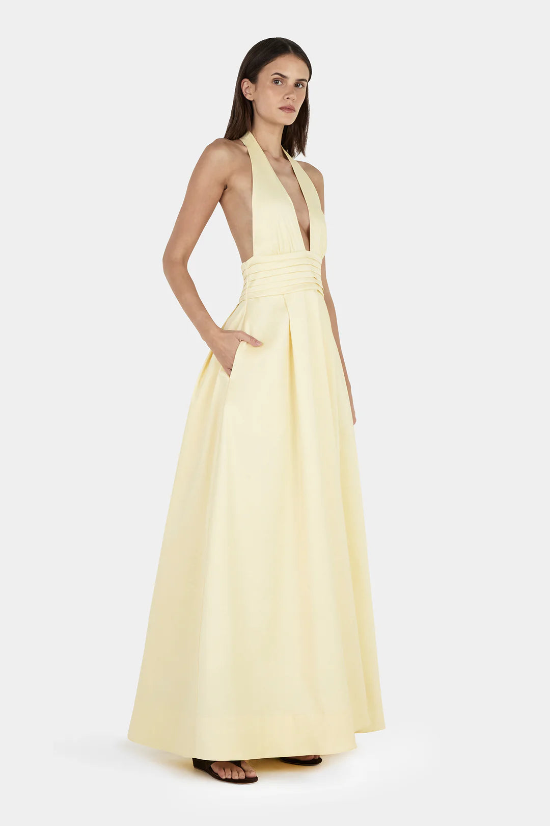 EVALINA TAFFATA GOWN-BUTTER