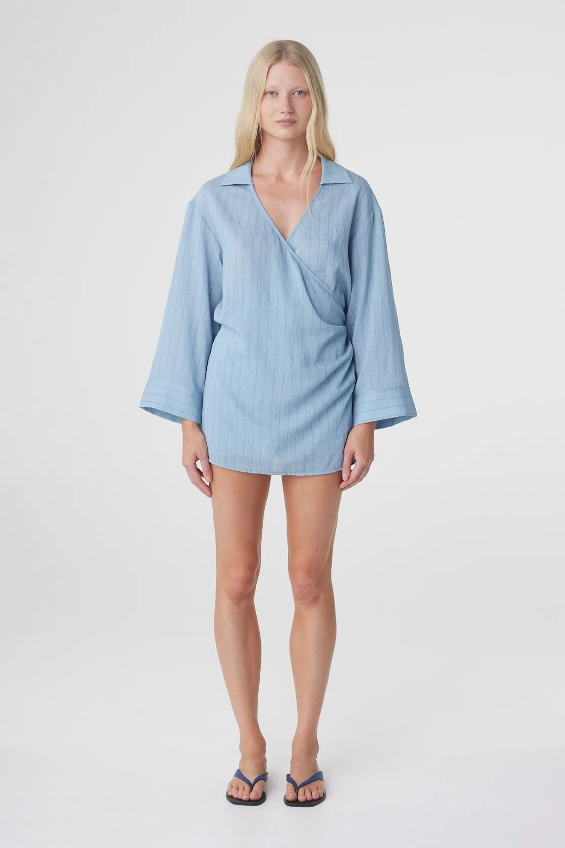AMARA SHIRT DRESS- DUSK BLUE STRIPE