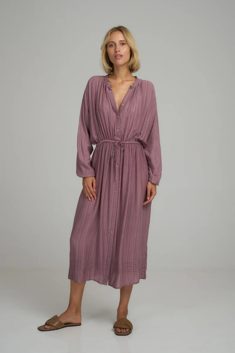 GINGER SHIRT DRESS - LILAC STRIPE