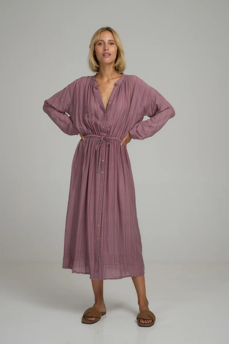 GINGER SHIRT DRESS - LILAC STRIPE