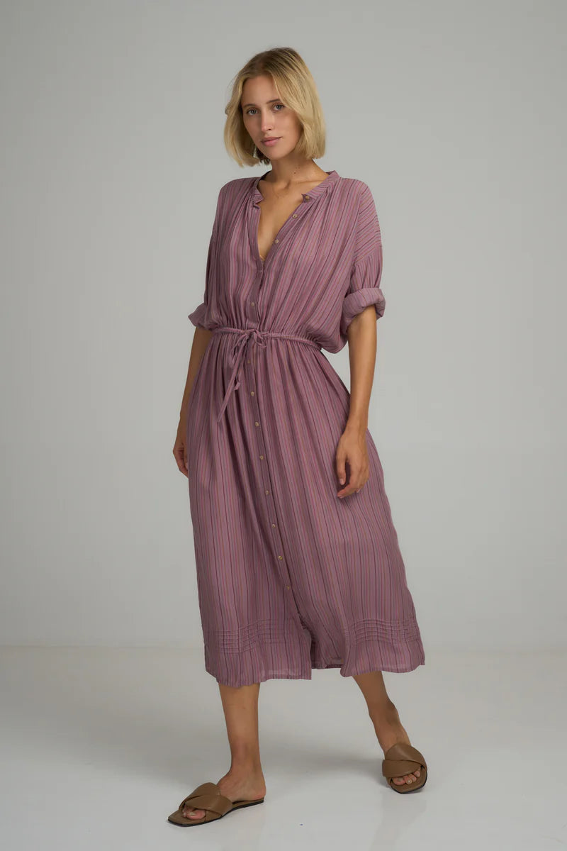 GINGER SHIRT DRESS - LILAC STRIPE