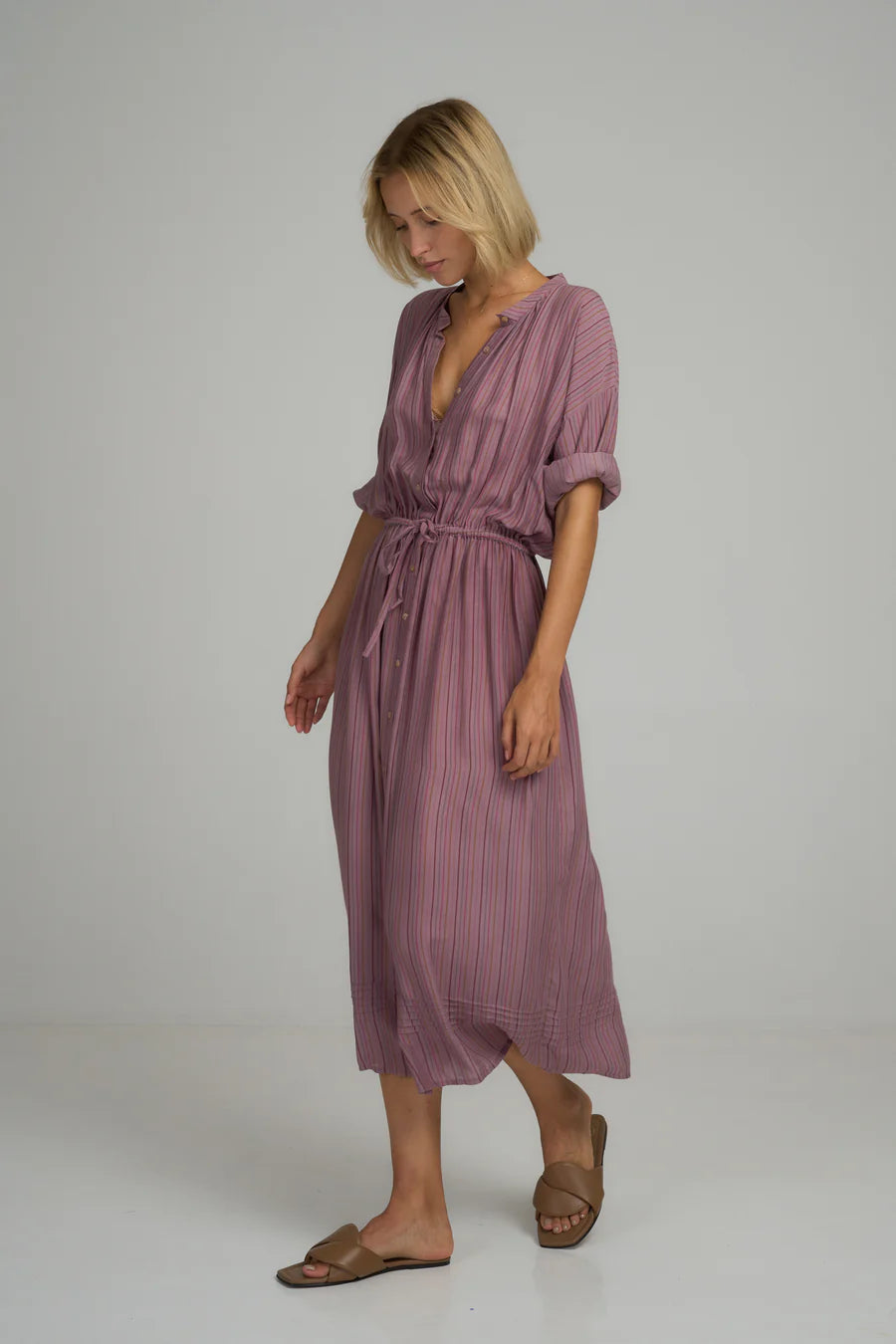 GINGER SHIRT DRESS - LILAC STRIPE