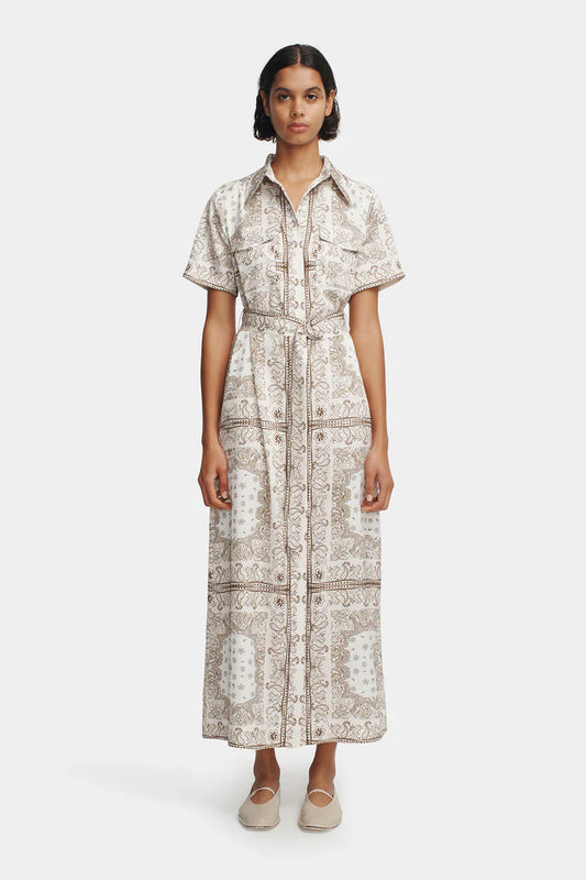 JOE MIDI DRESS - BEIGE BANDANA