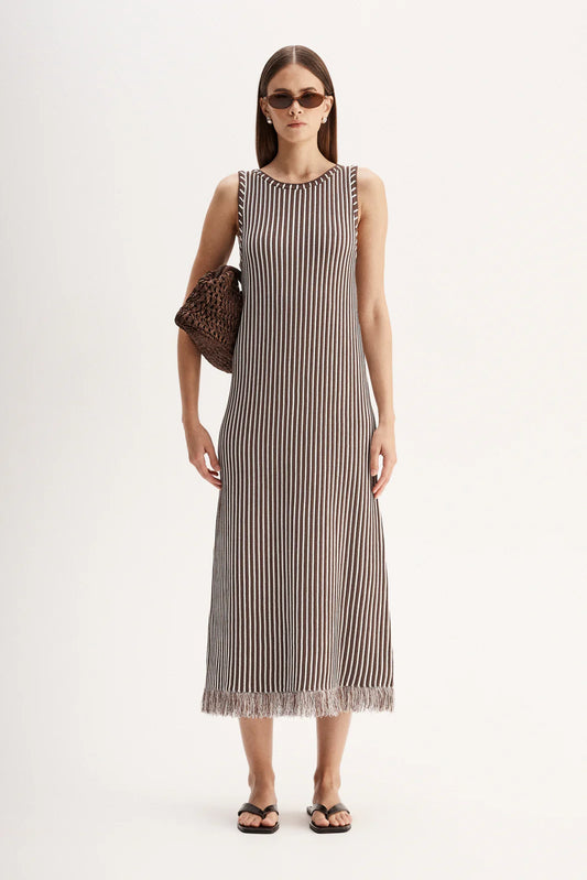 ALESSANDRA MAXI DRESS - CHOC STRIPE