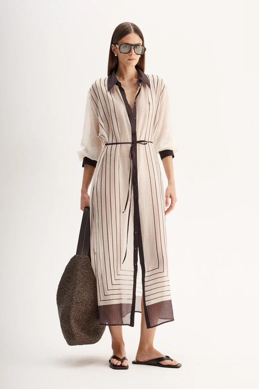 HAVANA MAXI DRESS - CHOC STRIPE
