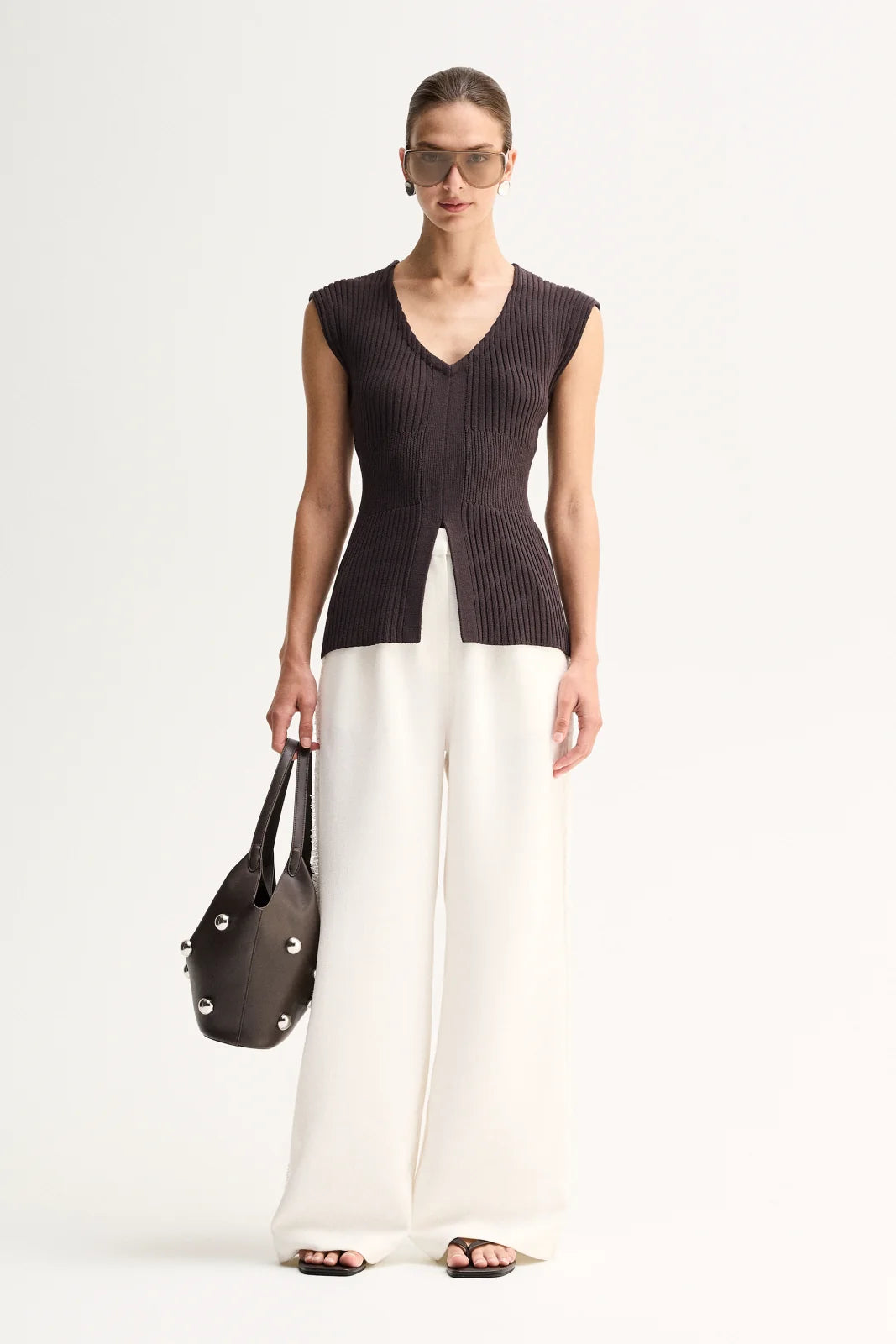 REED KNIT TOP-CHOCOLATE