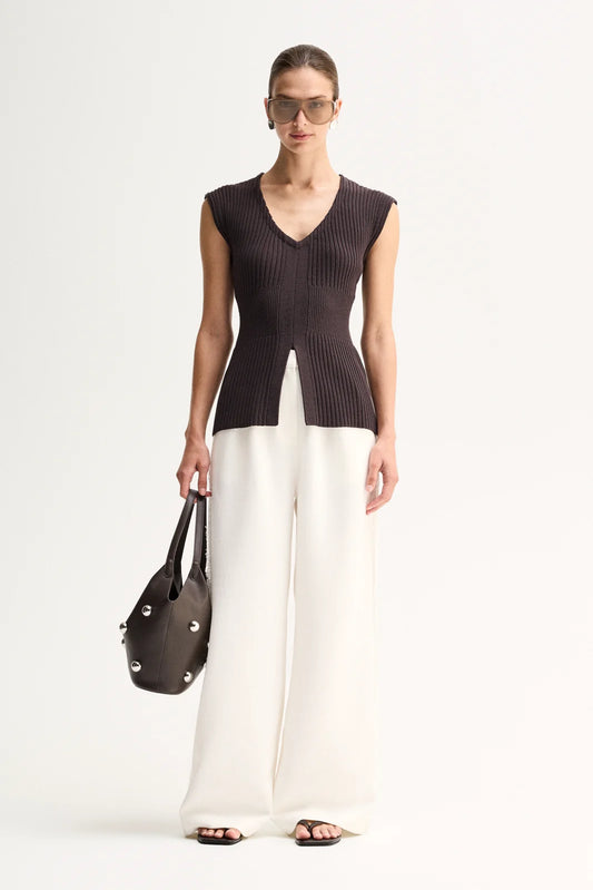 REED KNIT TOP-CHOCOLATE