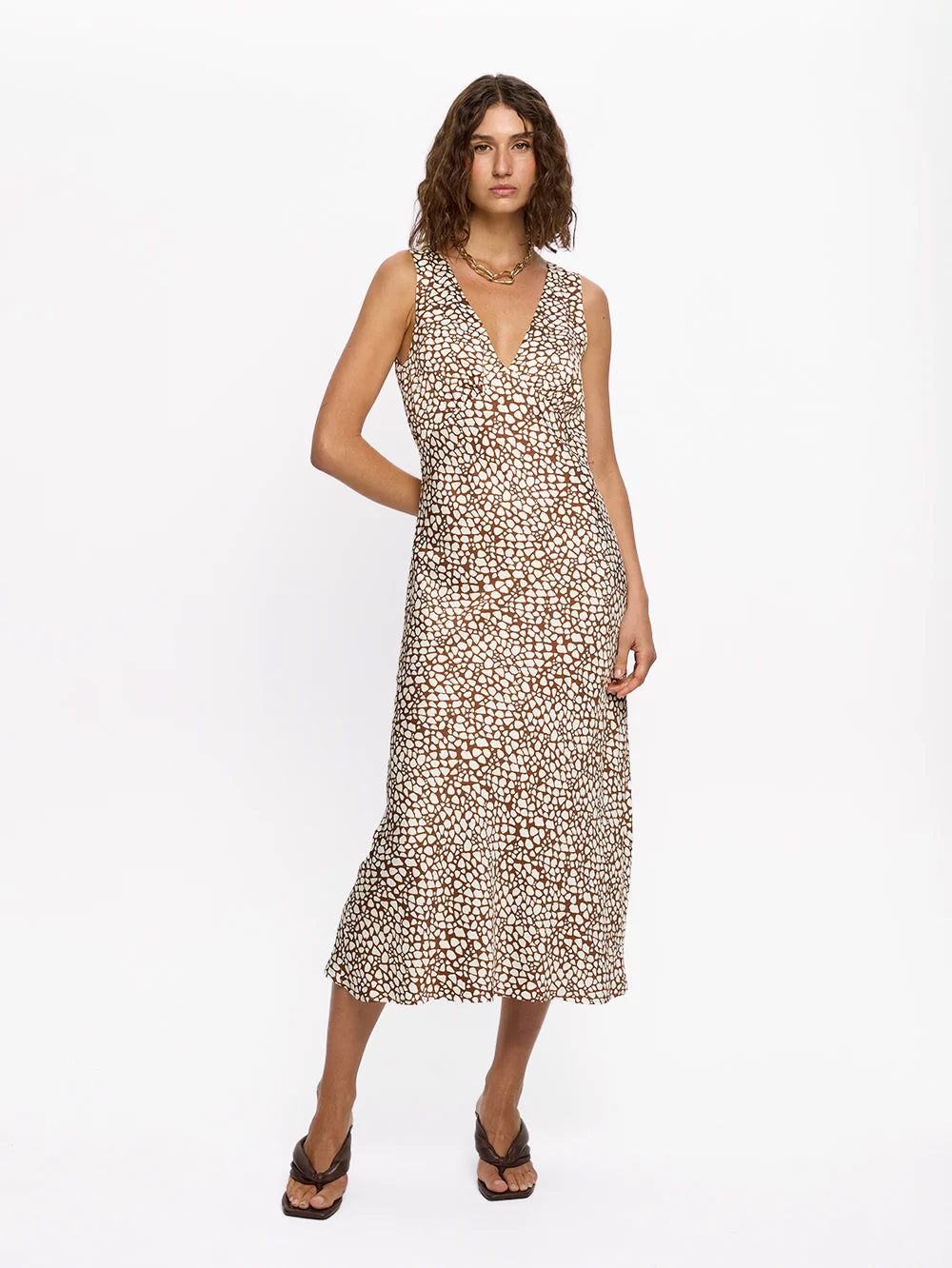 SOLARA MIDI DRESS-BROWN