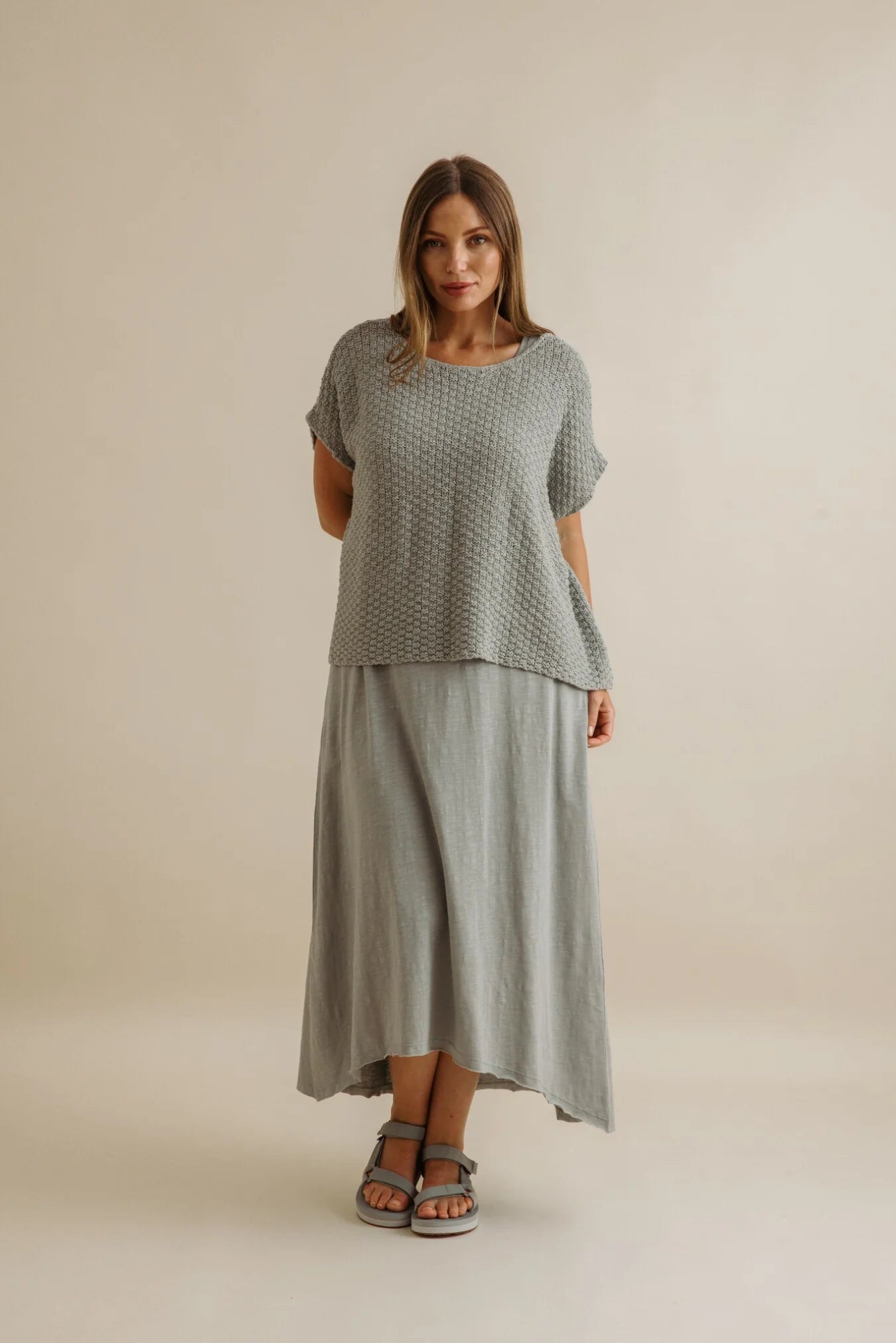 9SKF103 LADDER SHORTSLEEVE PULLOVER-THYME