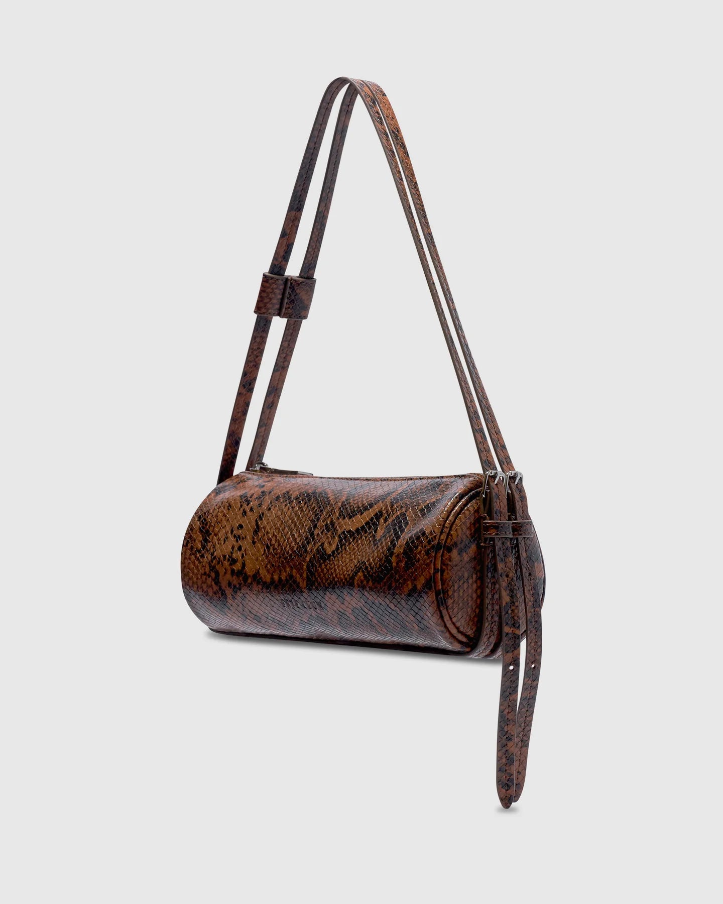 BROOKE MINI BARREL BAG - BRUNETTE PYTHON