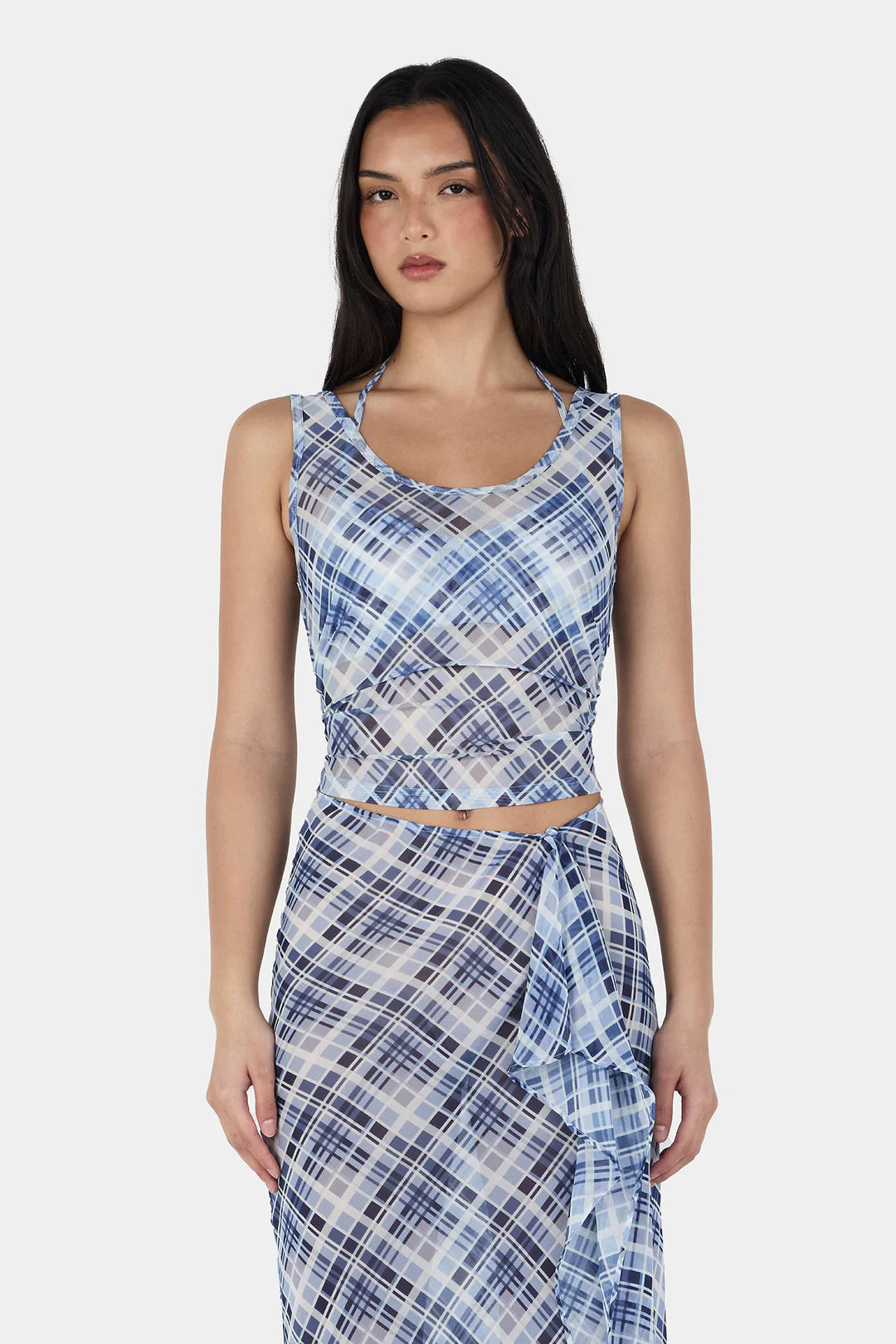 NATALIA LAYER TANK - SKY PLAID