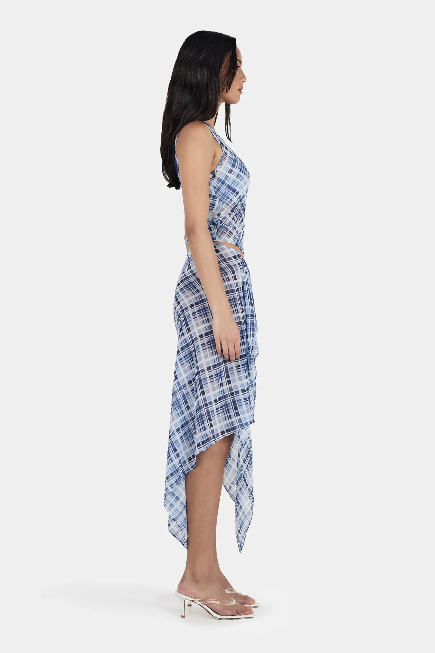 LONDON WRAP SKIRT - SKY PLAID