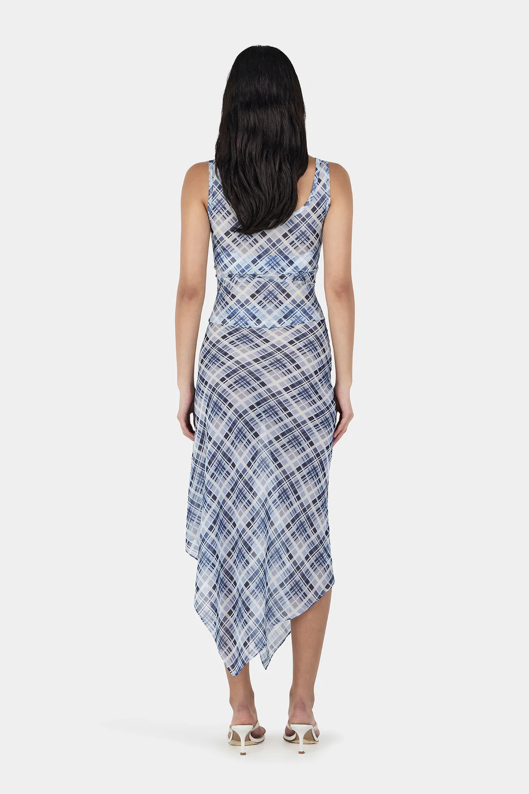 LONDON WRAP SKIRT - SKY PLAID