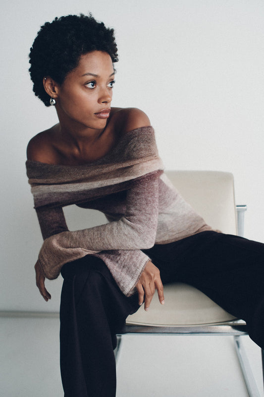 NAZIREE KNIT TOP - MOCHA MARLE