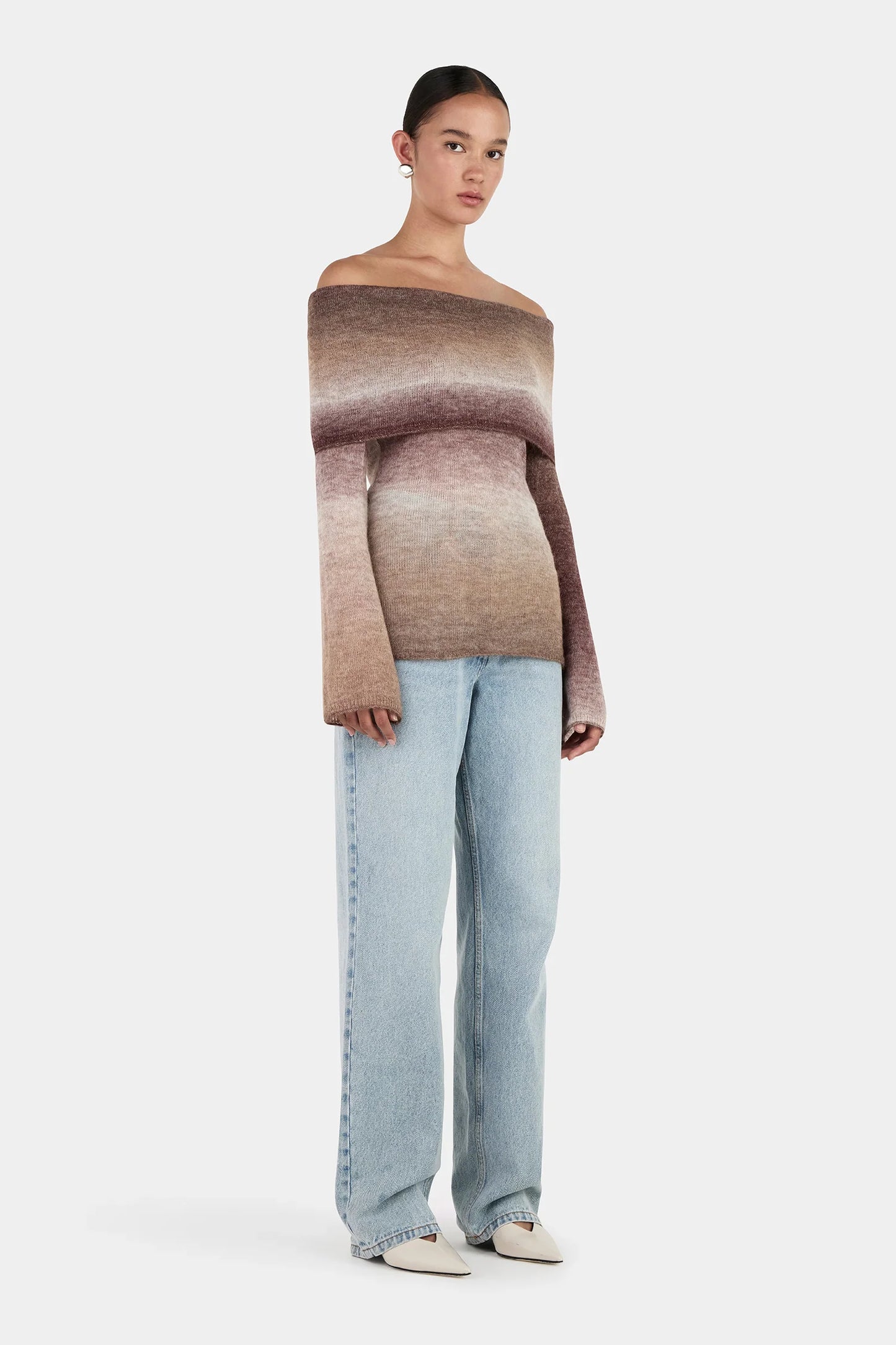 NAZIREE KNIT TOP - MOCHA MARLE