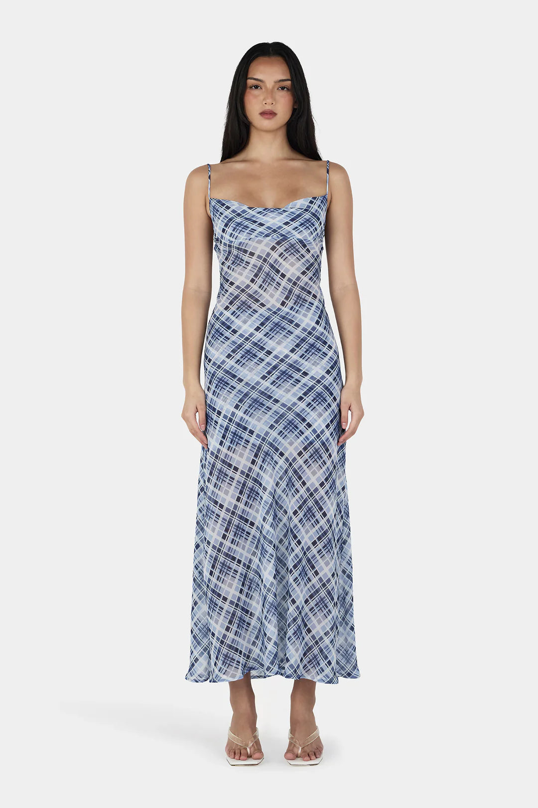NOSTALGIA DRESS - SKY PLAID