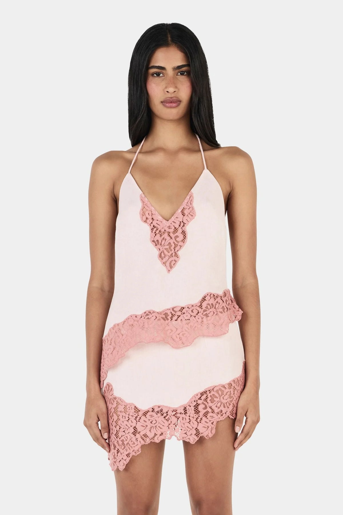 NERA HALTER TOP - PINK TWO TONE