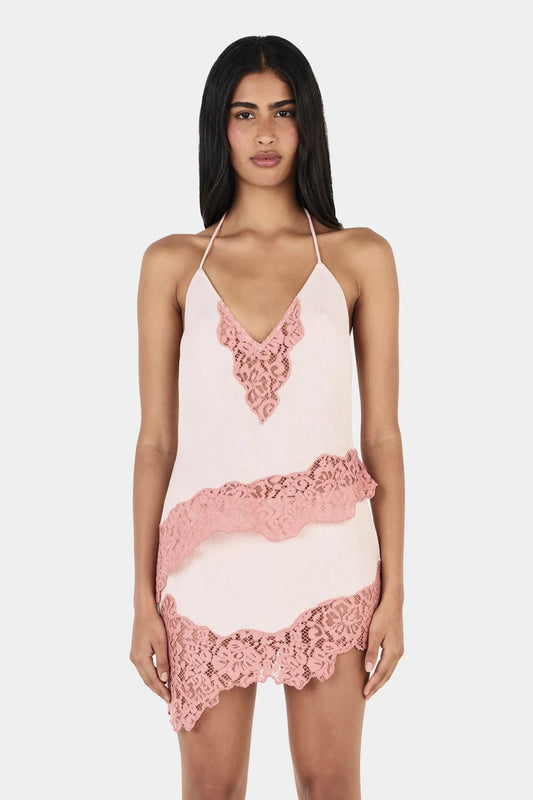 NERA HALTER TOP - PINK TWO TONE