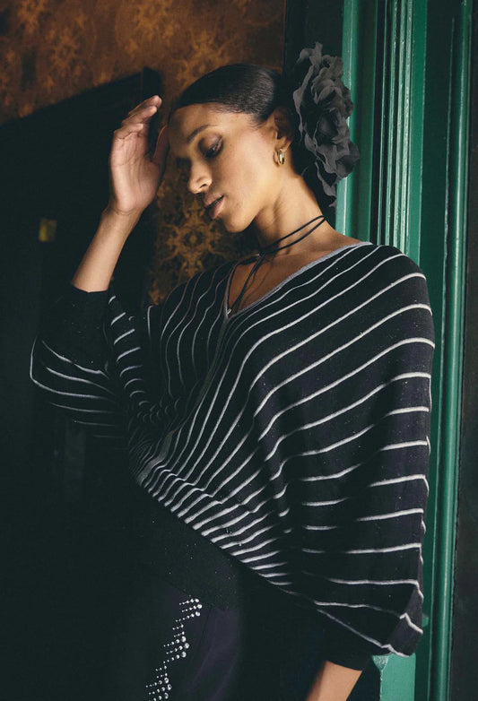 FRANCINE METALLIC BLEND STRIPE KNIT TOP