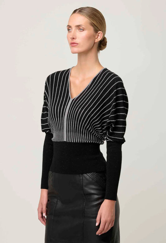 FRANCINE METALLIC BLEND STRIPE KNIT TOP