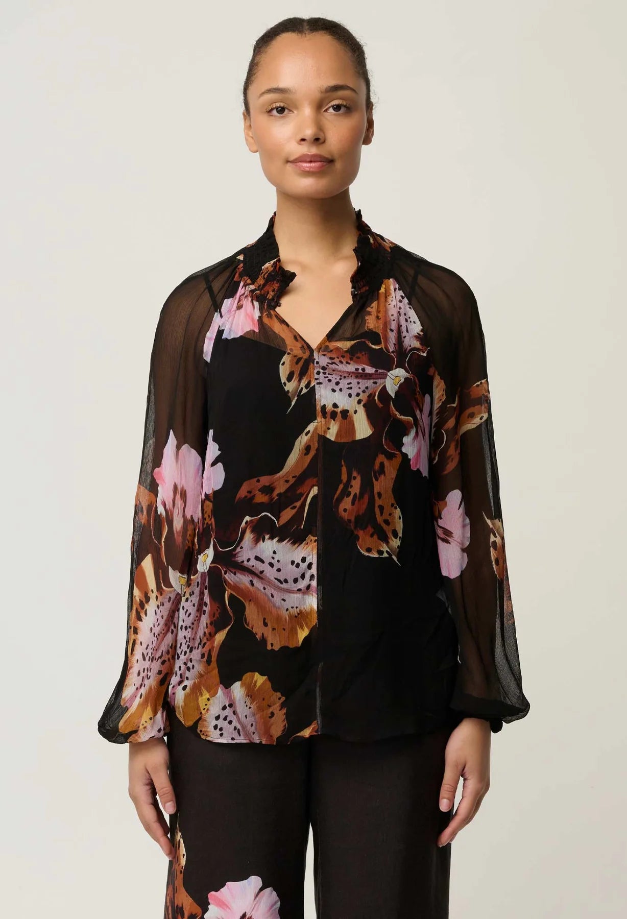 OW22202SOD MARIS SHEER BLOUSE - SUNSET ORCHID