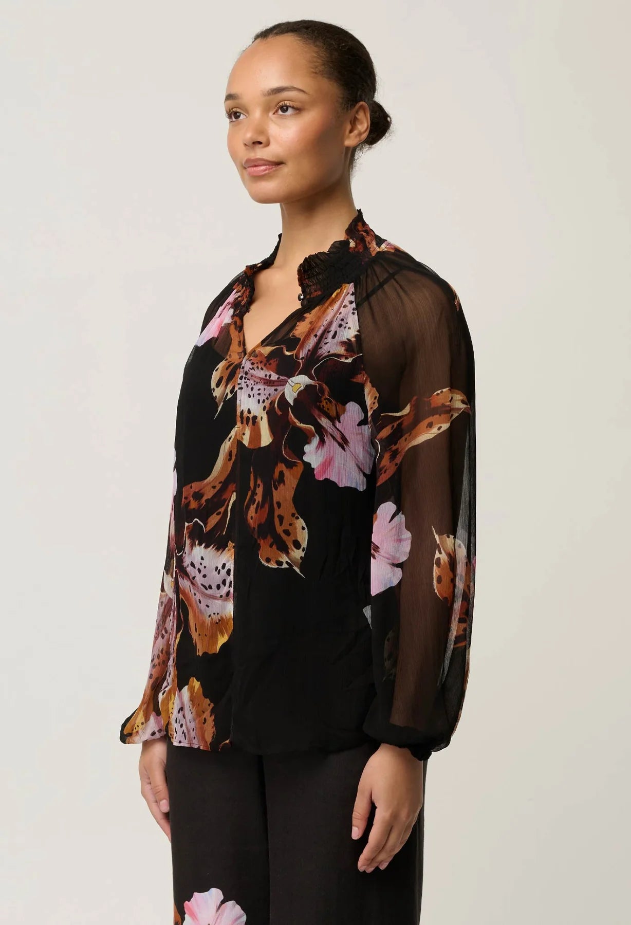 OW22202SOD MARIS SHEER BLOUSE - SUNSET ORCHID