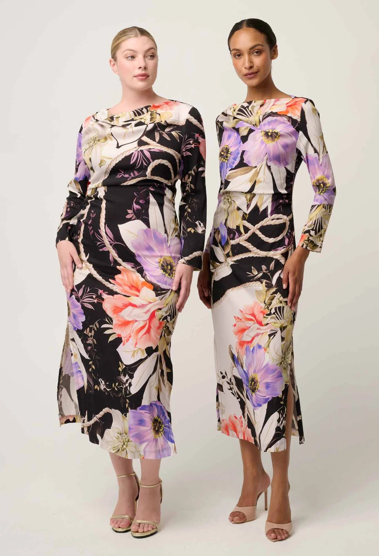 JAYDEN CUPRO VISCOSE STRETCH ASYMMETRICAL NECK DRESS