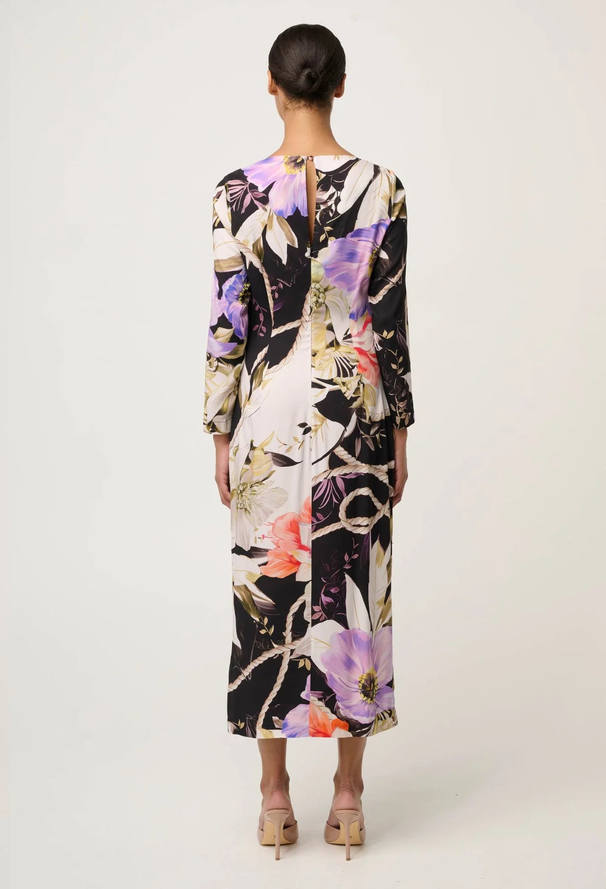JAYDEN CUPRO VISCOSE STRETCH ASYMMETRICAL NECK DRESS
