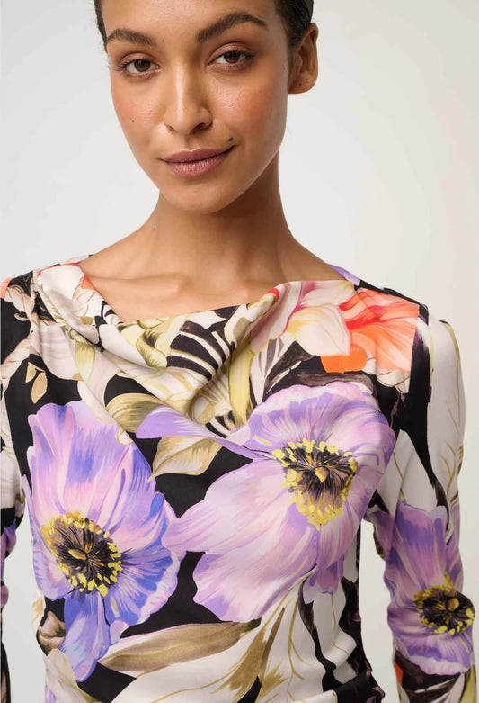 JAYDEN CUPRO VISCOSE STRETCH ASYMMETRICAL NECK DRESS