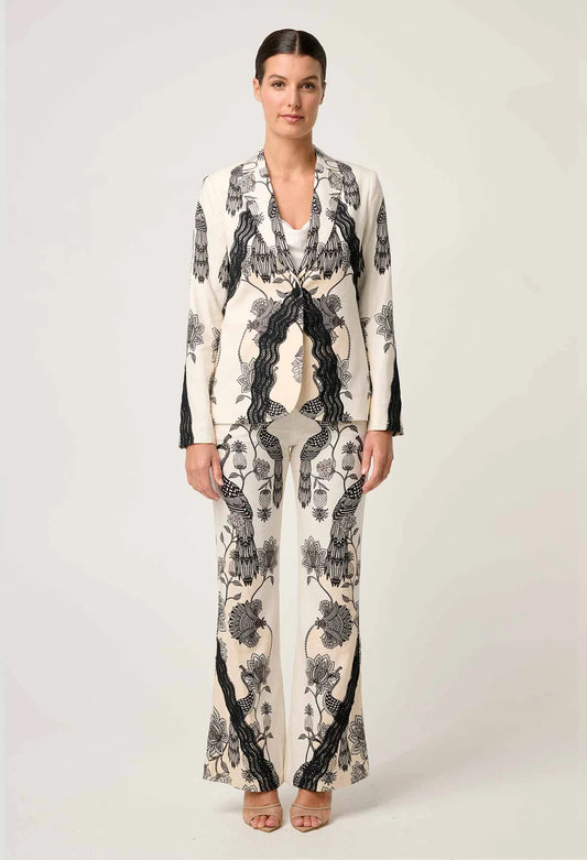 LEANDRO CONTRAST LACE BLAZER - IMPERIAL STONE