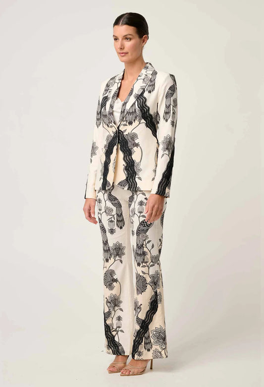 LEANDRO CONTRAST LACE BLAZER - IMPERIAL STONE