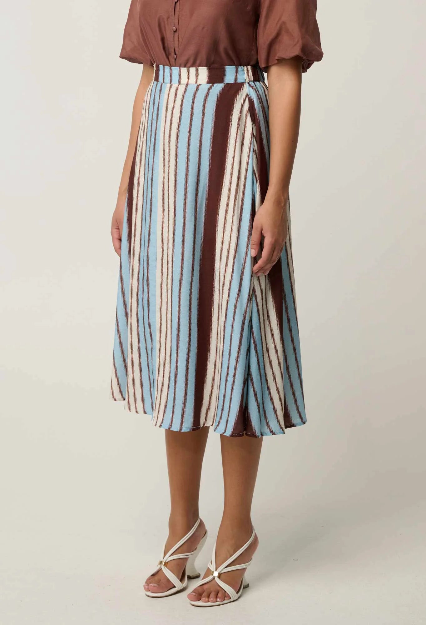IRIS VISCOSE BLEND SKIRT -IRIDESCENT STRIPE