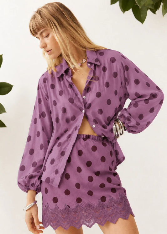 POSTO SPOT CHALM SHIRT-PURPLE