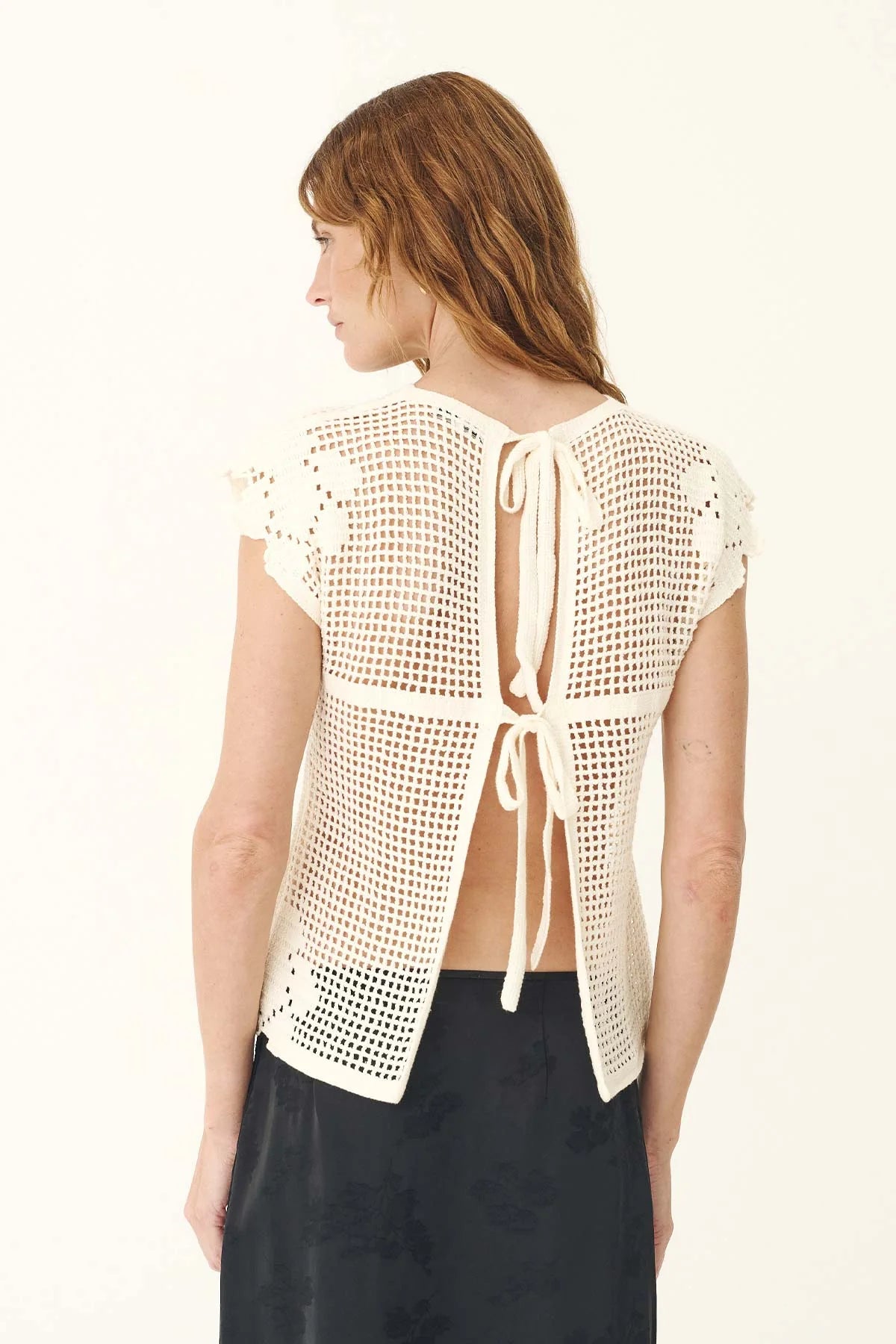 POLLYANNA FLORAL CROCHET TOP - BONE