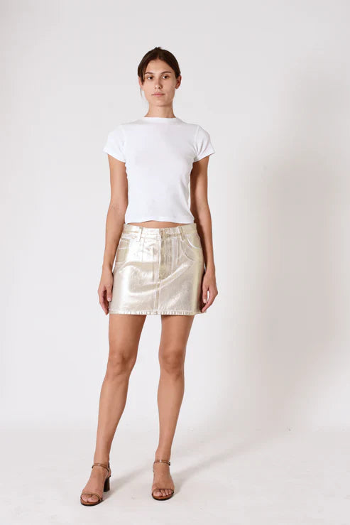90'S RELAXED MINI WHITE GOLD SKIRT