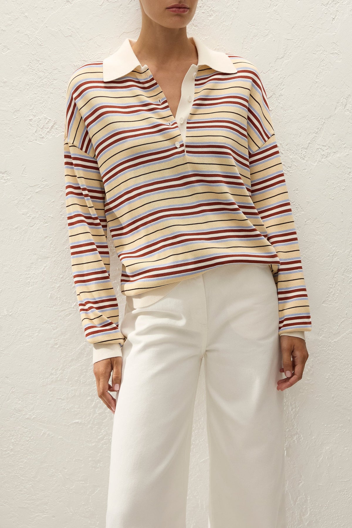 HARLOW OVERSIZED POLO-CILA STRIPE BUTTER