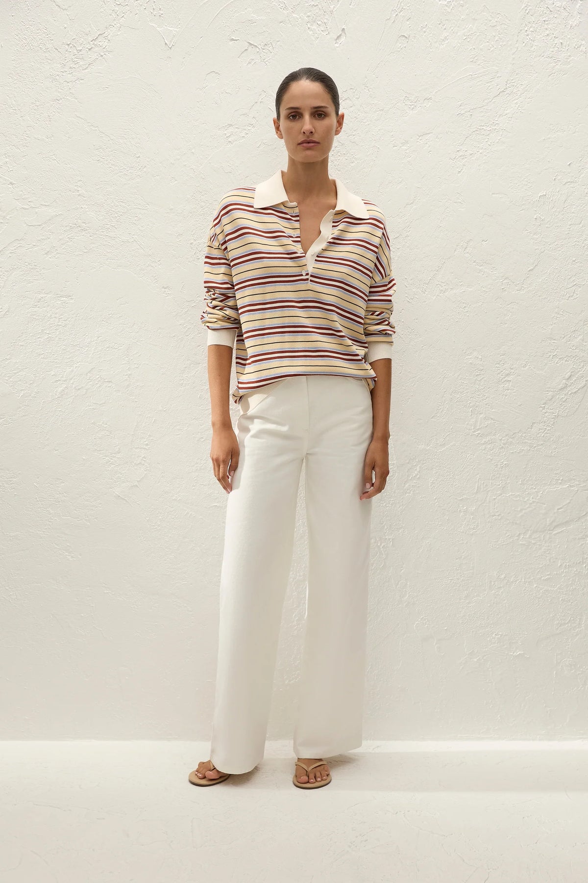 HARLOW OVERSIZED POLO-CILA STRIPE BUTTER