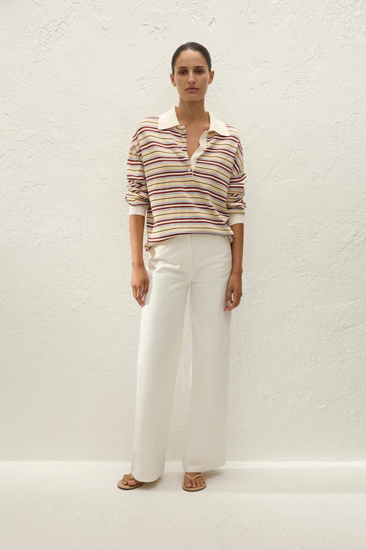 HARLOW OVERSIZED POLO-CILA STRIPE BUTTER