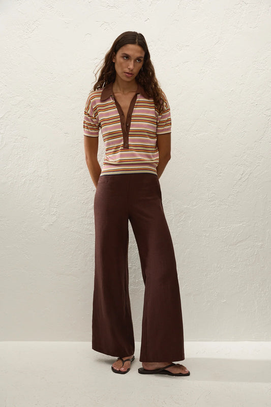 SABLE POLO SHIRT -LUIS STRIPE DUSTY MAUVE