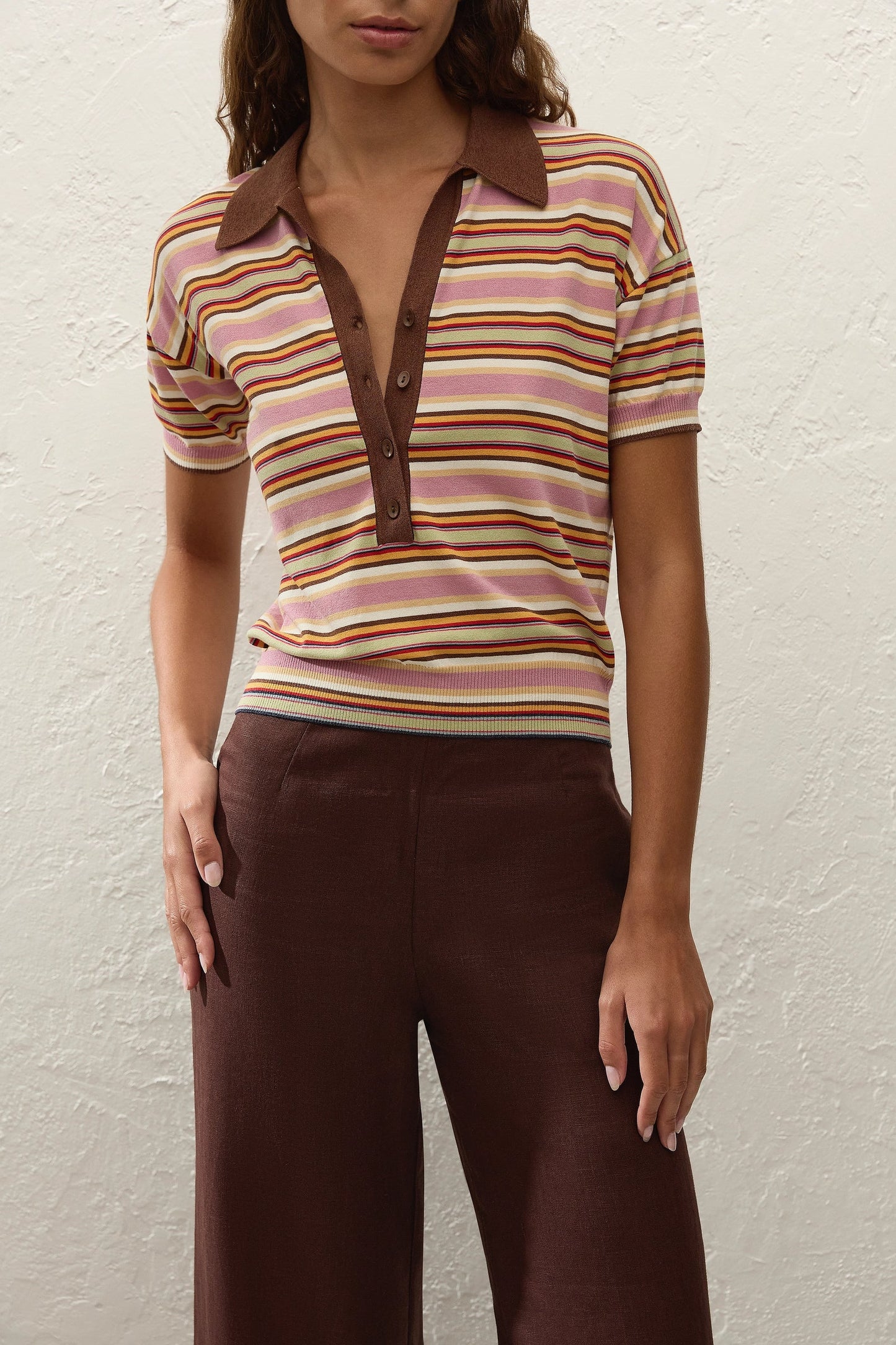 SABLE POLO SHIRT -LUIS STRIPE DUSTY MAUVE