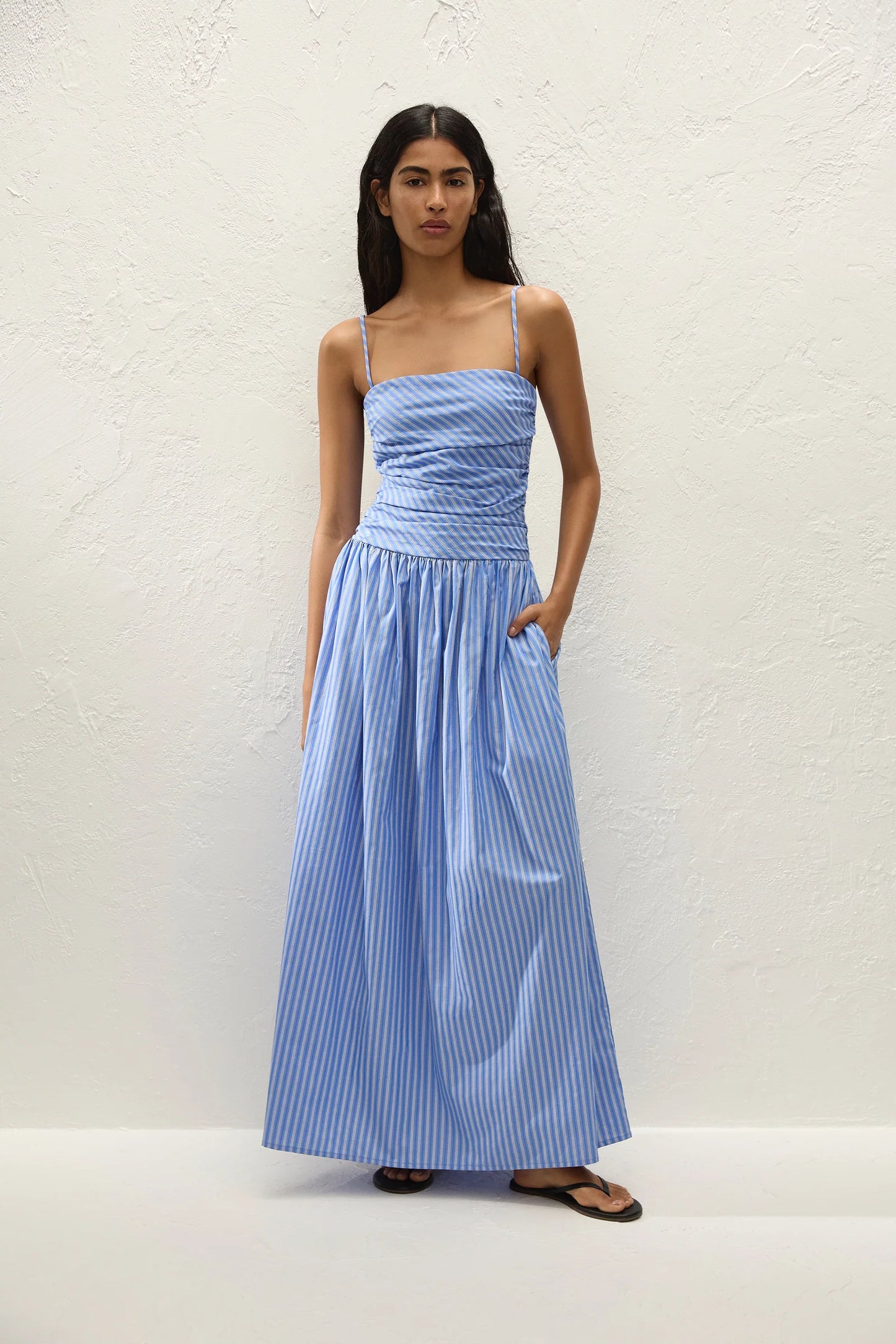 PORTLLIGAT MAXI DRESS-JOAO STRIPE AZULEJO BLUE