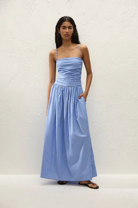 PORTLLIGAT MAXI DRESS-JOAO STRIPE AZULEJO BLUE