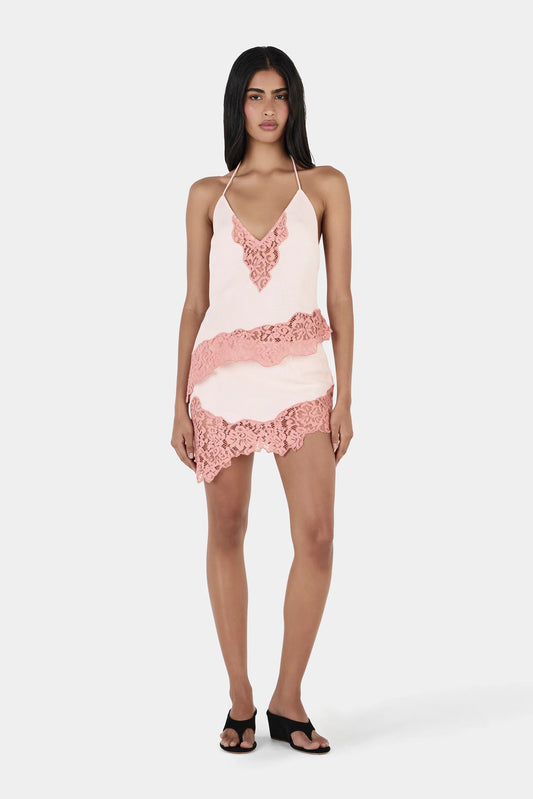 EFFY SKIRT - PINK TWO TONE