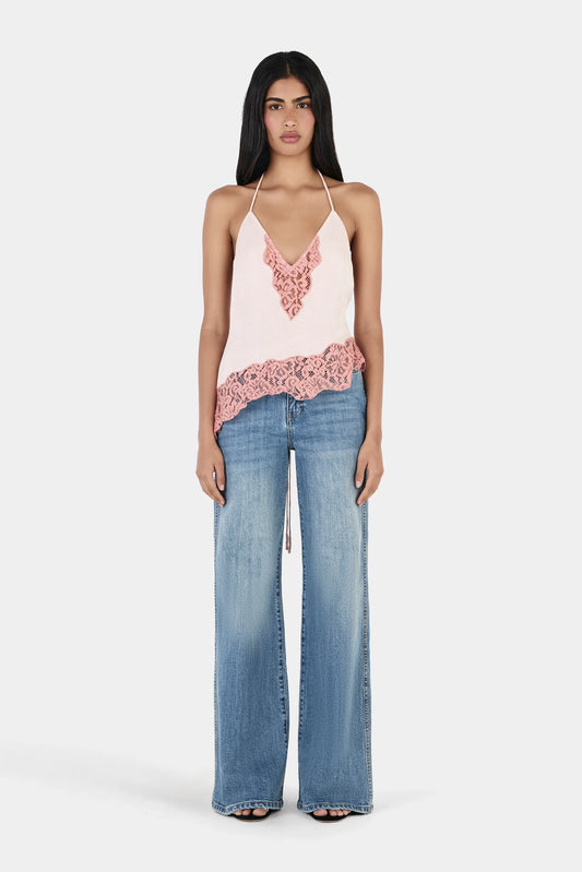 NERA HALTER TOP - PINK TWO TONE