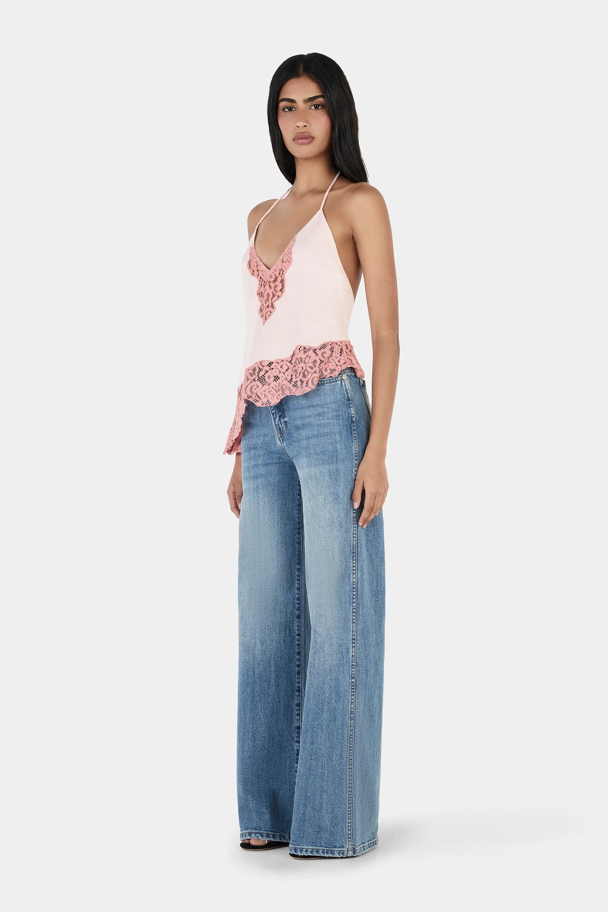 NERA HALTER TOP - PINK TWO TONE