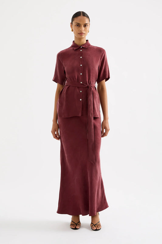 DEVIN TENCEL MAXI SKIRT - PLUM