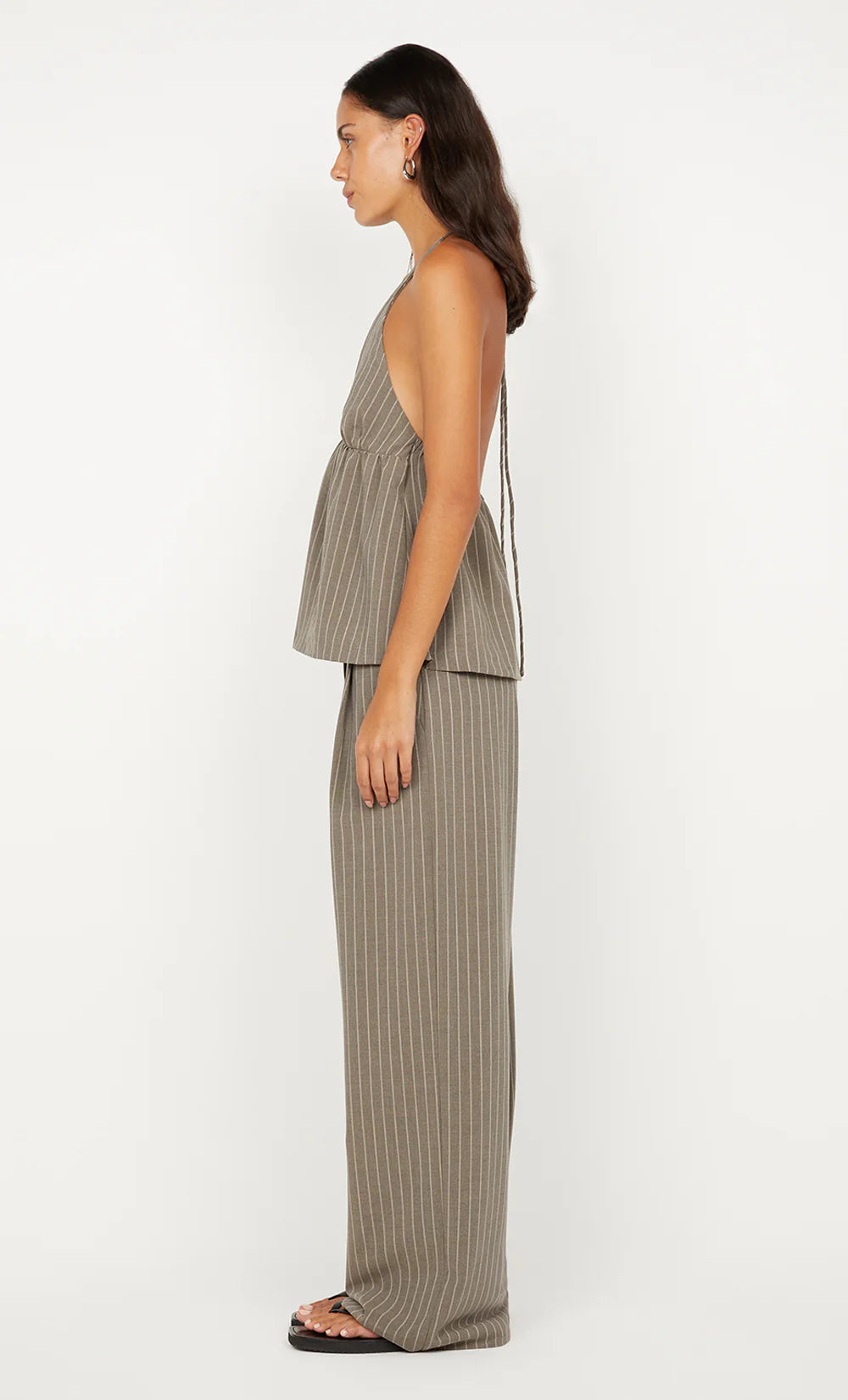 JONNI HALTER TOP-CHARCOAL STRIPE