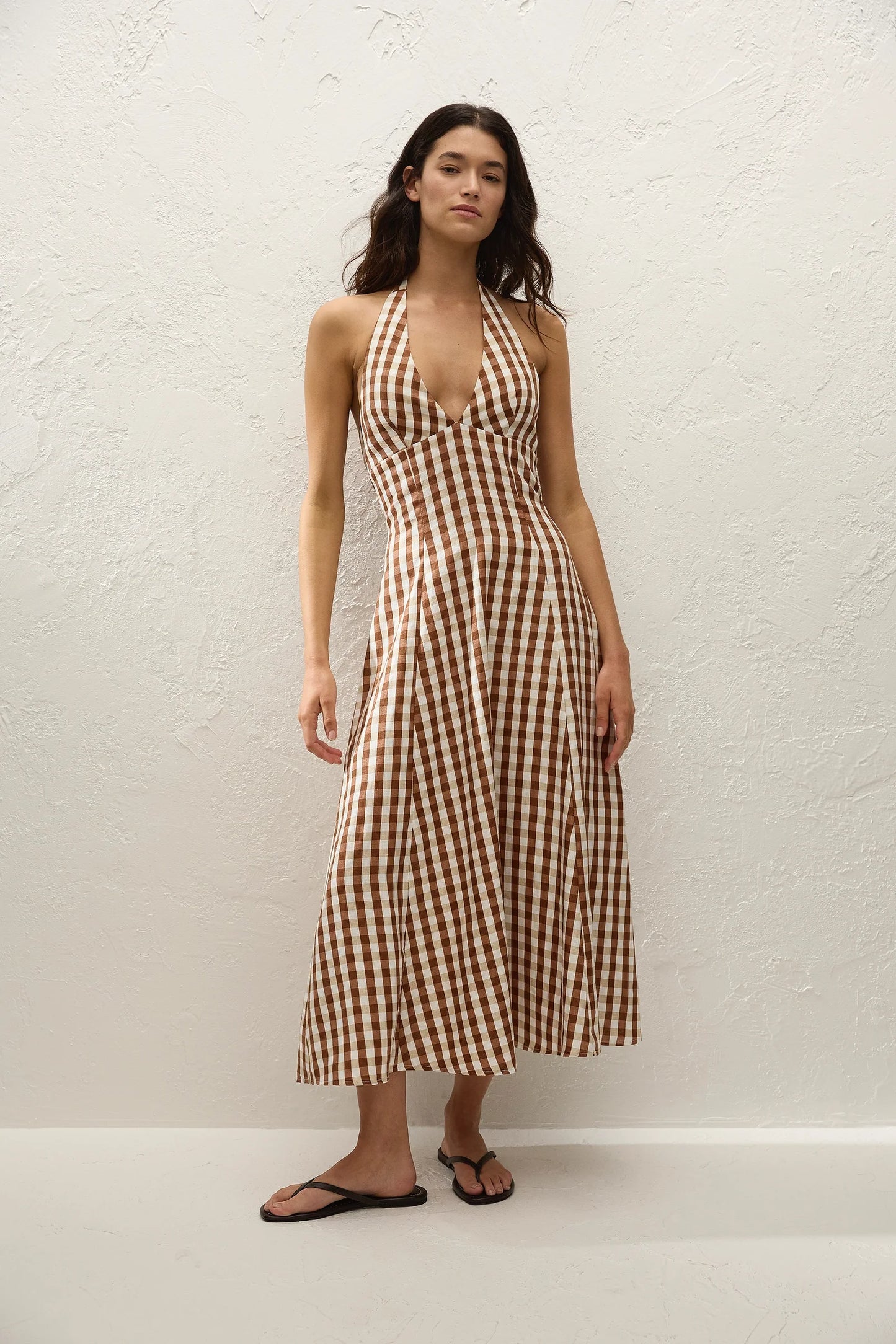 MARAIS MIDI DRESS - GINGHAM CEDAR