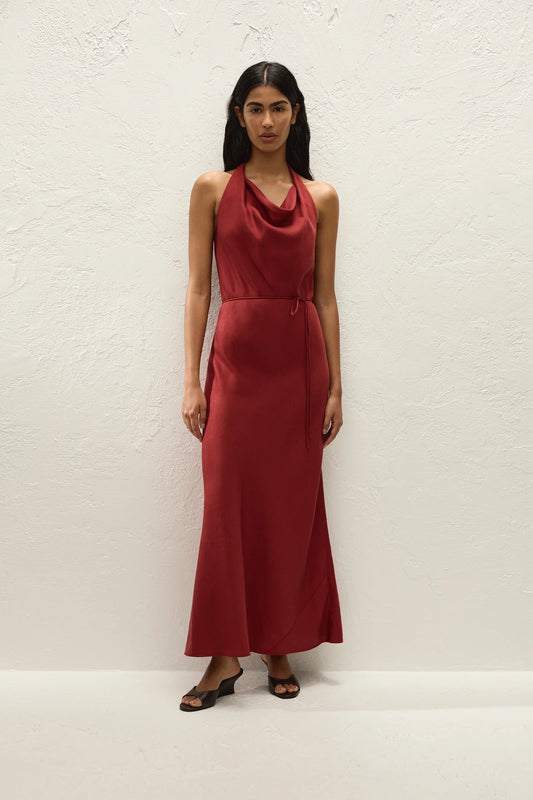 IZARO MAXI DRESS-PORTO RED